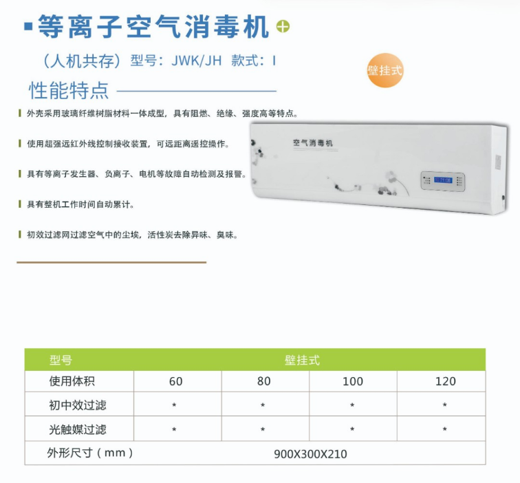 凈為康JWKJH款式Ⅰ（80?）普通壁掛，等離子空氣消毒機1.png